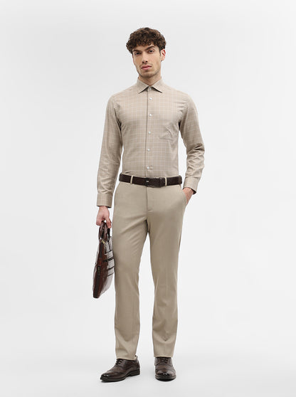 Fawn Checked Slim Fit Formal Shirt | Metal
