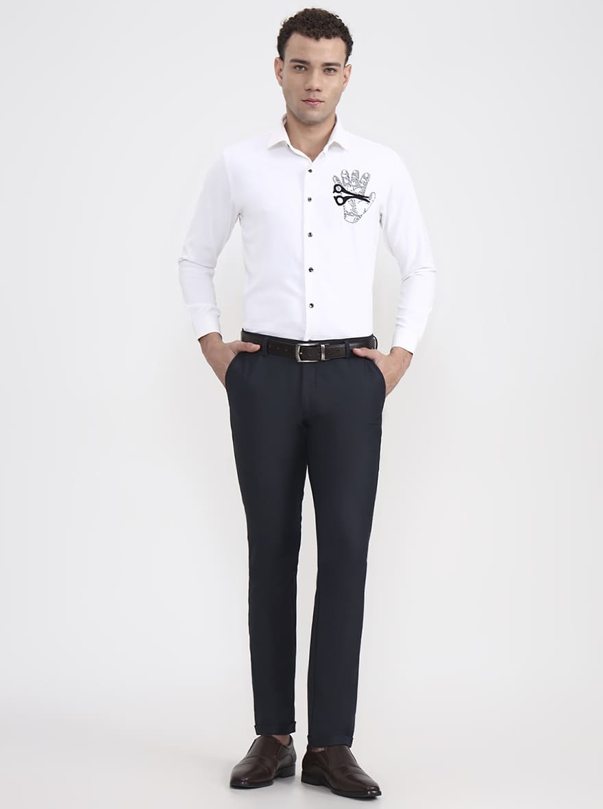 White Solid Slim Fit Party Wear Shirt | Wyre