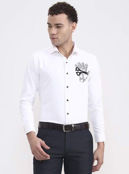 White Solid Slim Fit Party Wear Shirt | Wyre