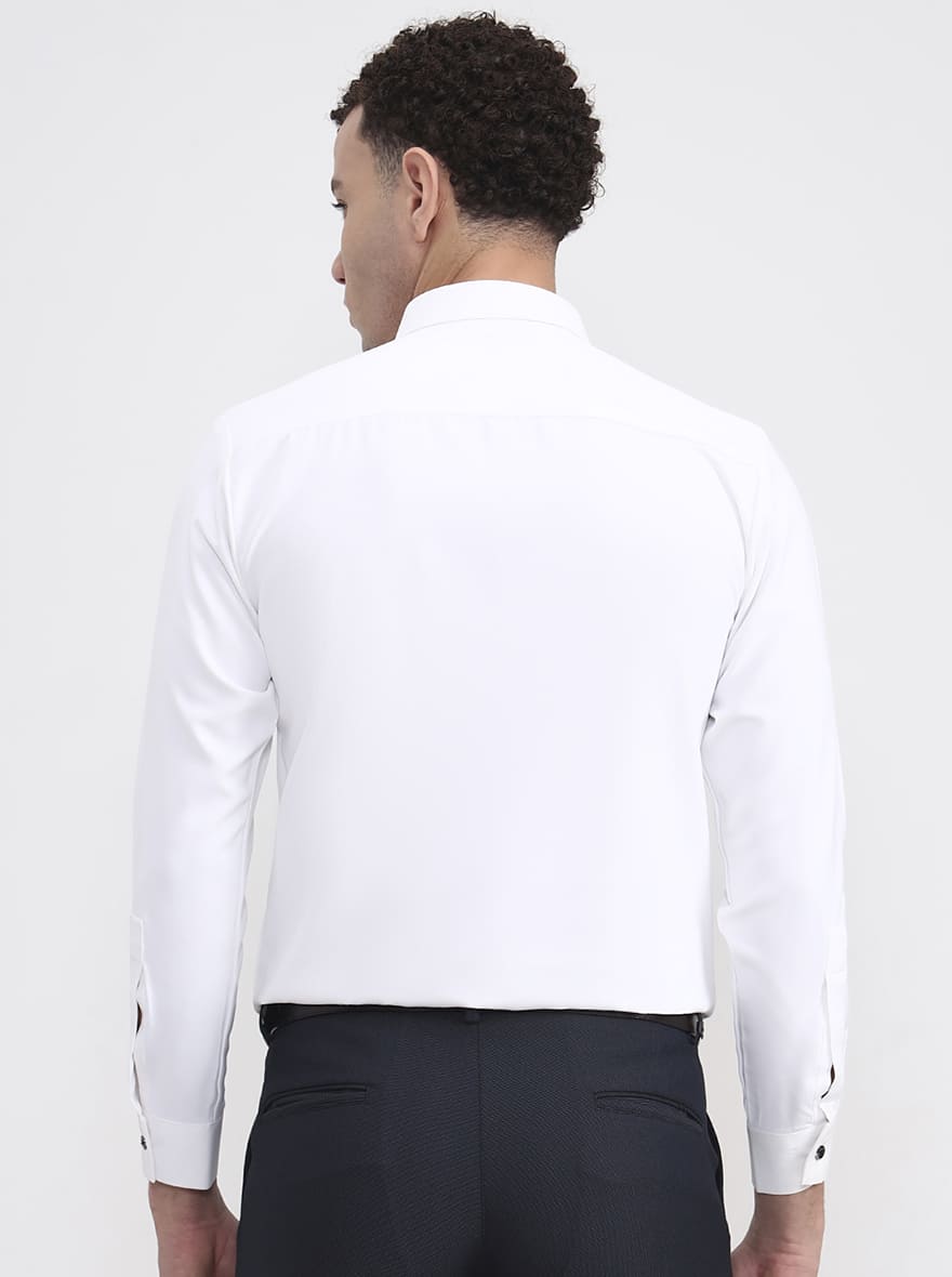 White Solid Slim Fit Party Wear Shirt | Wyre