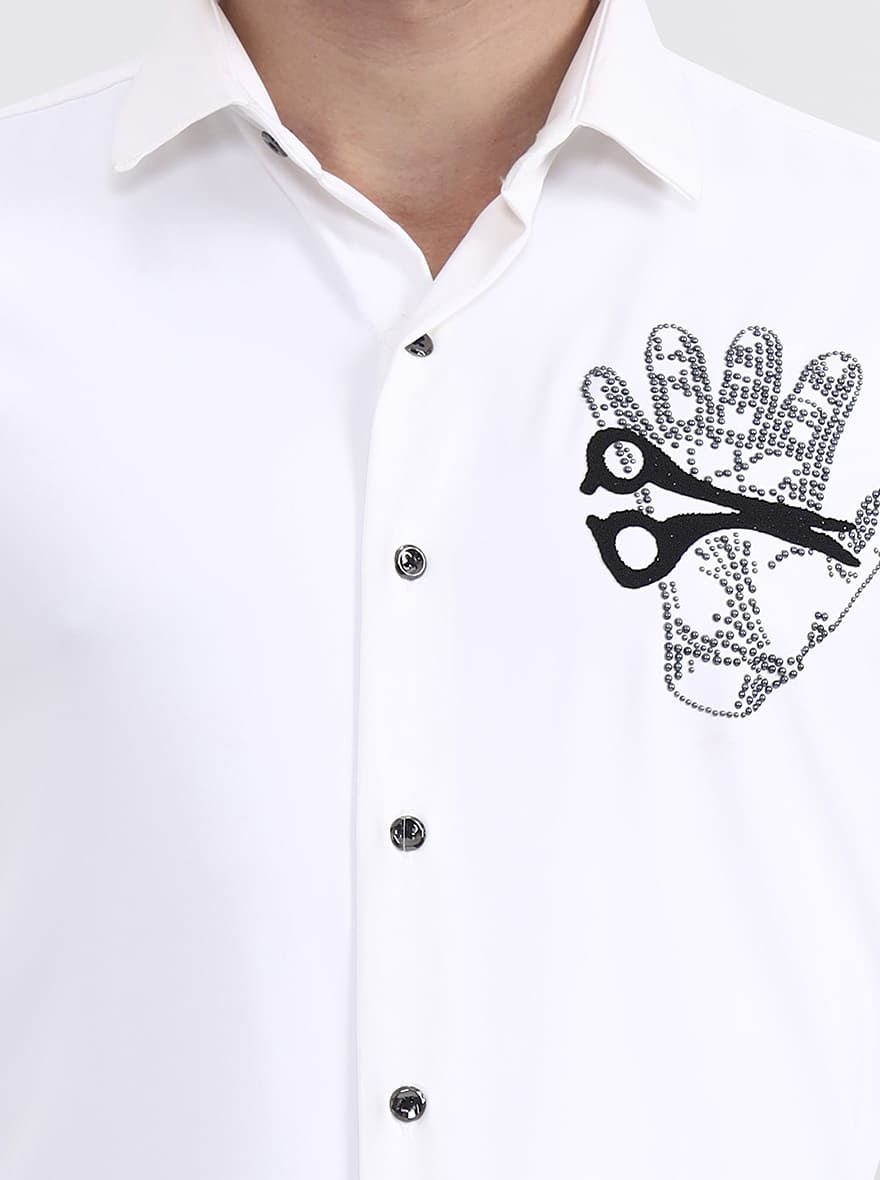 White Solid Slim Fit Party Wear Shirt | Wyre