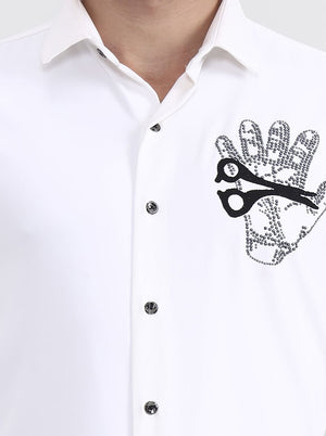 White Solid Slim Fit Party Wear Shirt | Wyre
