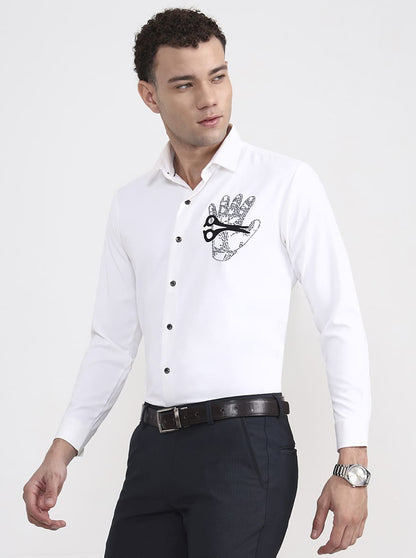 White Solid Slim Fit Party Wear Shirt | Wyre