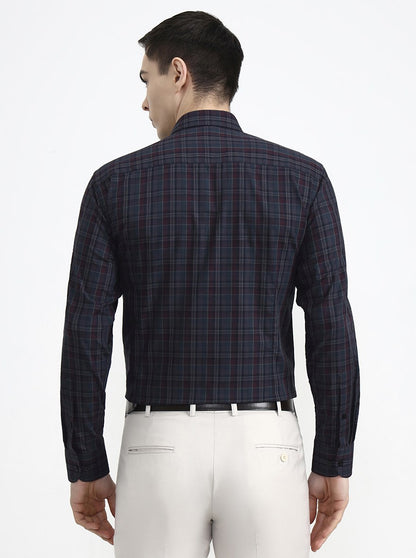 Purple & Green Checked Slim Fit Formal Shirt | Metal