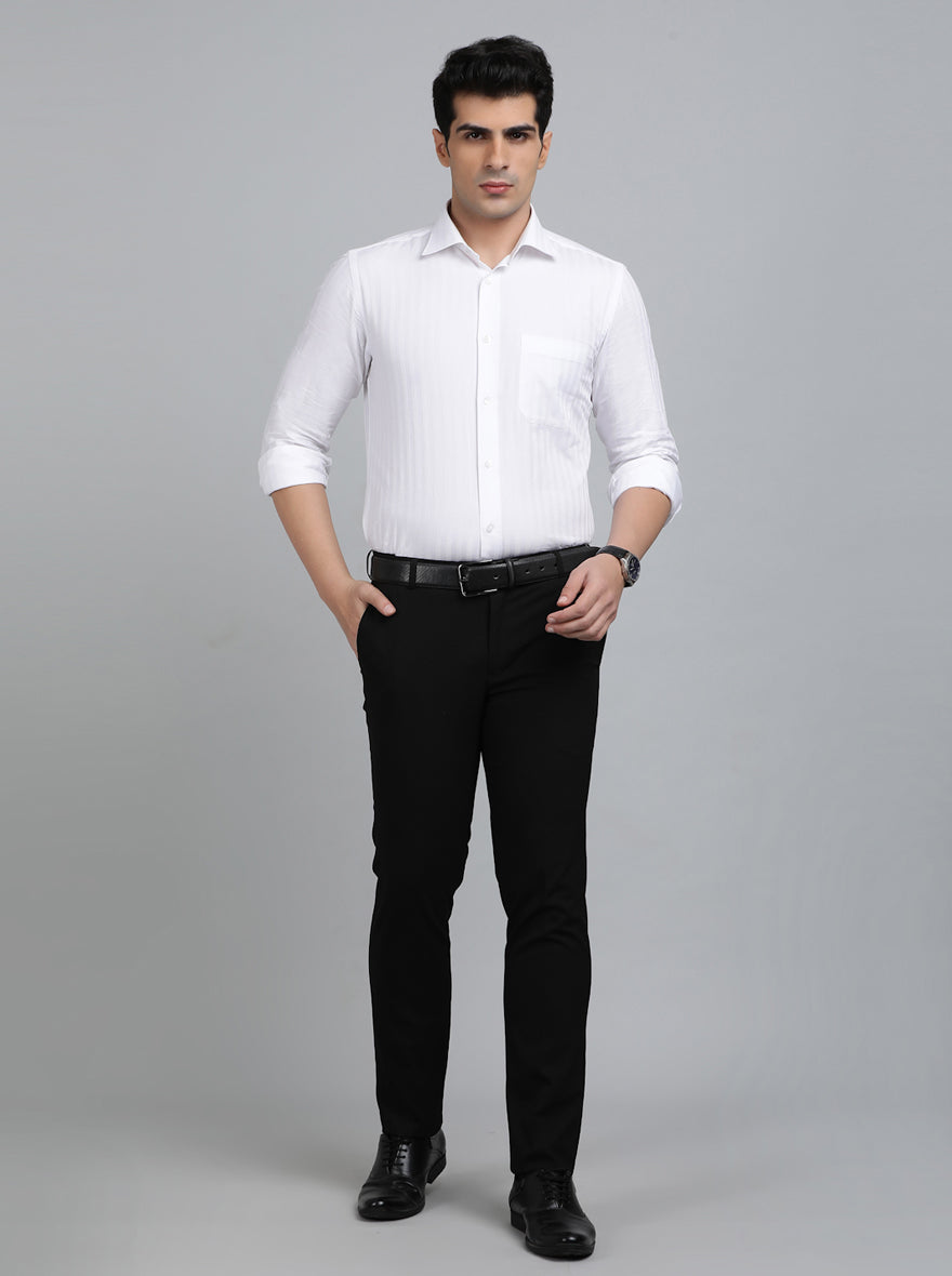 Black Solid Slim Fit Formal Trouser | Metal