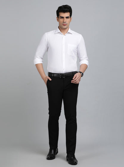 Black Solid Slim Fit Formal Trouser | Metal