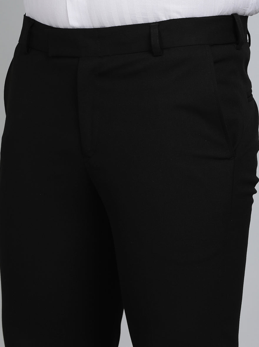 Black Solid Slim Fit Formal Trouser | Metal