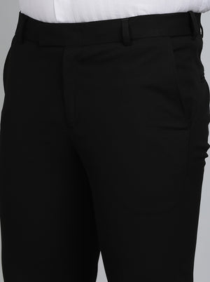 Black Solid Slim Fit Formal Trouser | Metal