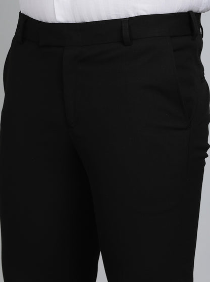 Black Solid Slim Fit Formal Trouser | Metal