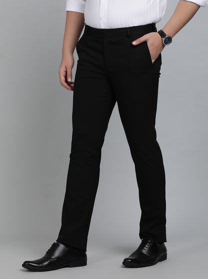 Black Solid Slim Fit Formal Trouser | Metal