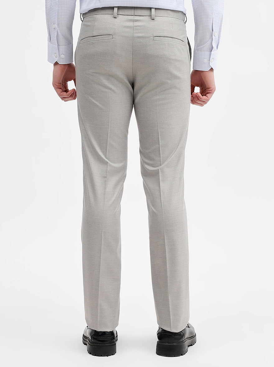 Grey Solid Slim Fit Formal Trouser | Greenfibre