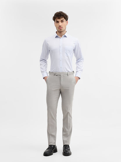 Grey Solid Slim Fit Formal Trouser | Greenfibre