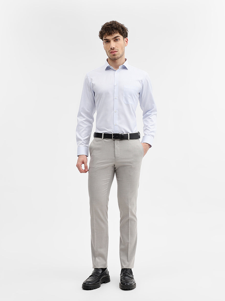 Grey Solid Slim Fit Formal Trouser | Greenfibre