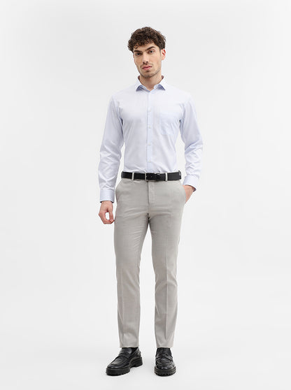 Grey Solid Slim Fit Formal Trouser | Greenfibre