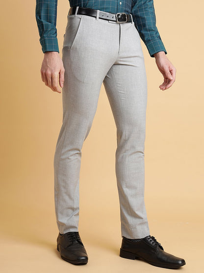 Grey Solid Super Slim Fit Formal Trouser | JadeBlue Youth