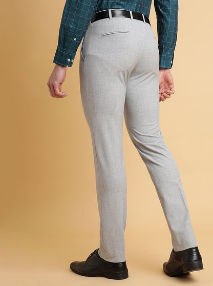 Grey Solid Super Slim Fit Formal Trouser | JadeBlue Youth