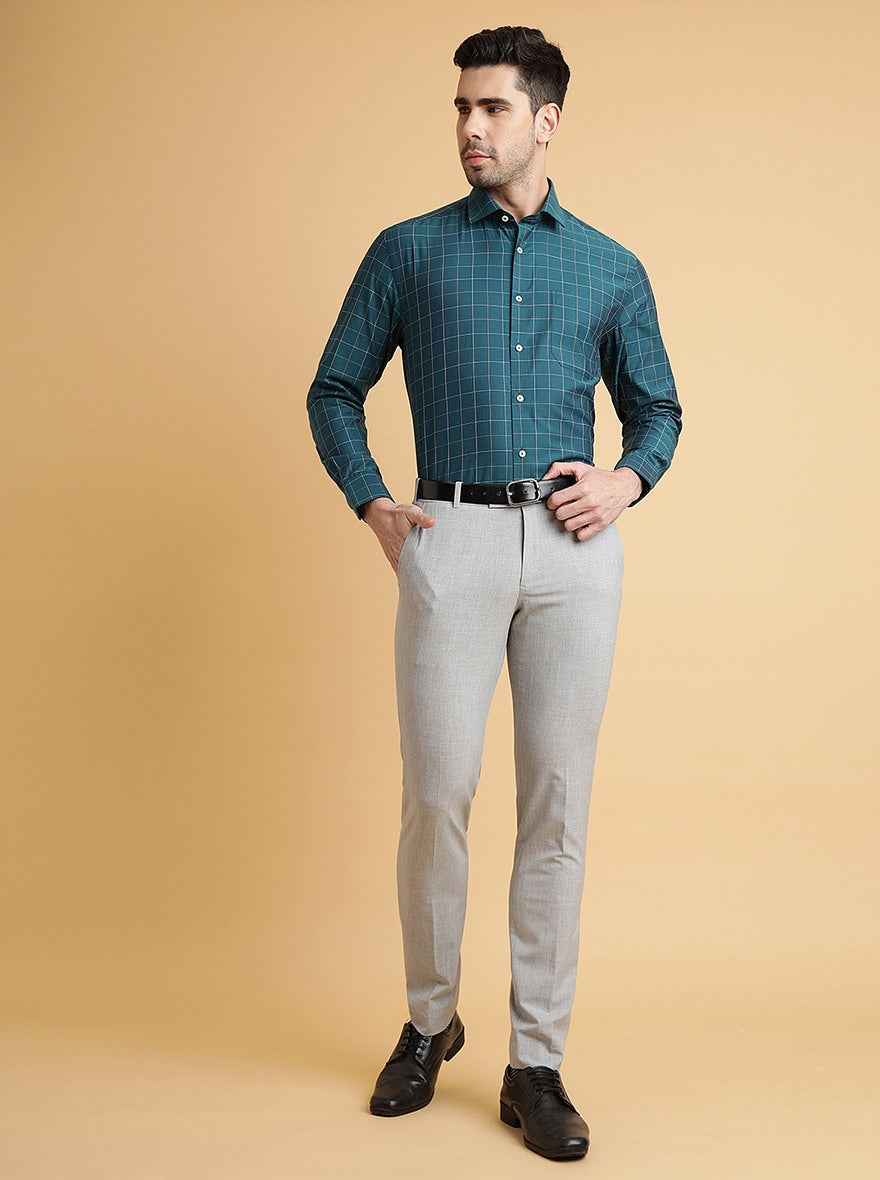Grey Solid Super Slim Fit Formal Trouser | JadeBlue Youth