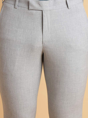 Grey Solid Super Slim Fit Formal Trouser | JadeBlue Youth