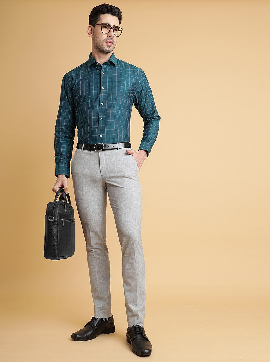 Grey Solid Super Slim Fit Formal Trouser | JadeBlue Youth