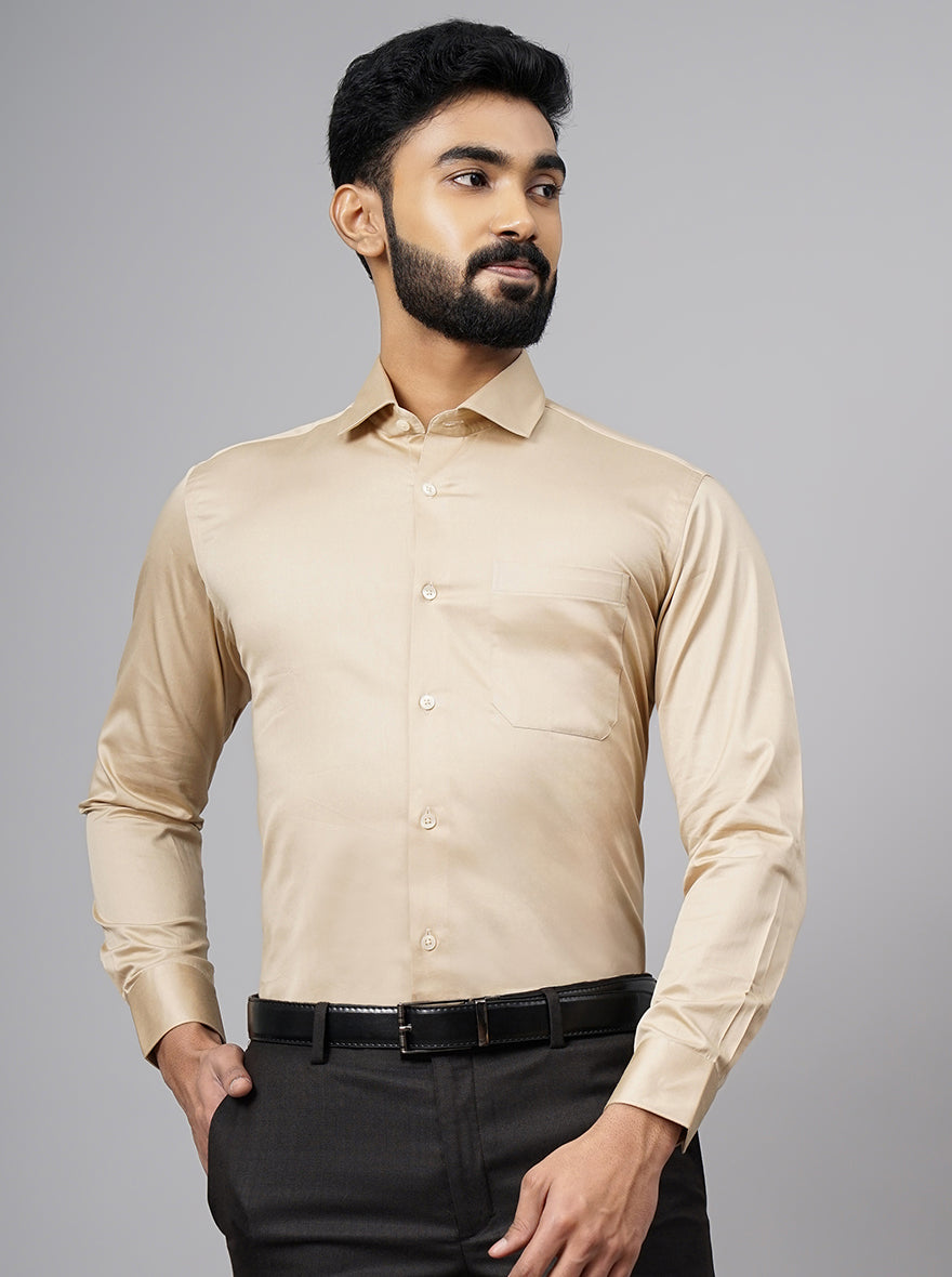 Fawn Solid Slim Fit Formal Shirt | Metal