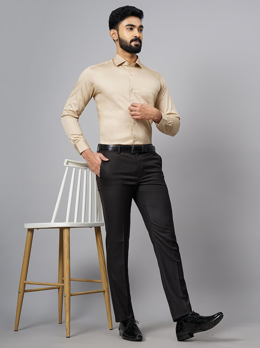 Fawn Solid Slim Fit Formal Shirt | Metal