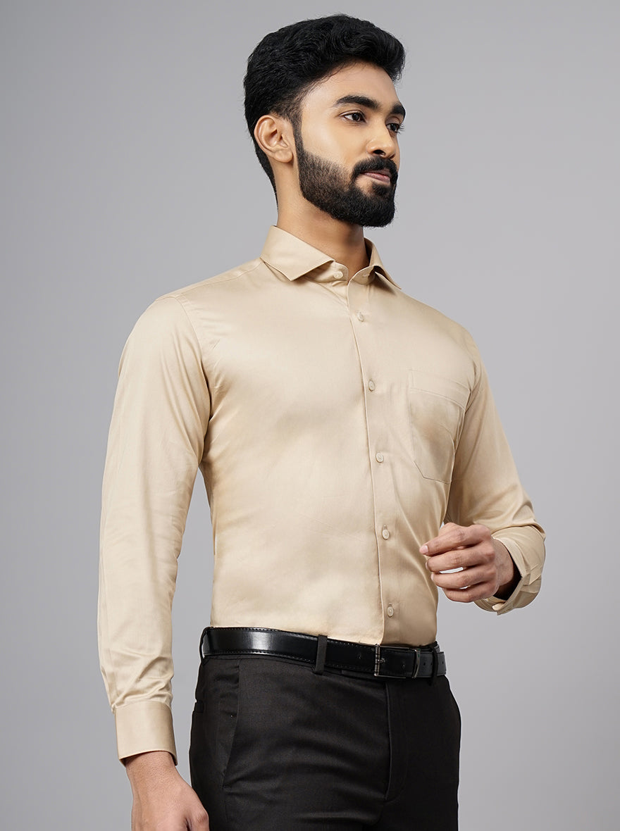 Fawn Solid Slim Fit Formal Shirt | Metal