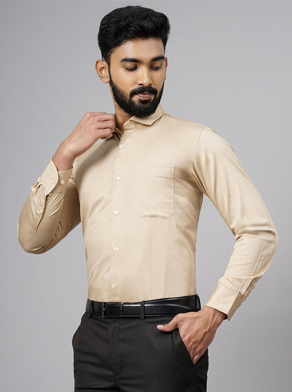 Fawn Solid Slim Fit Formal Shirt | Metal