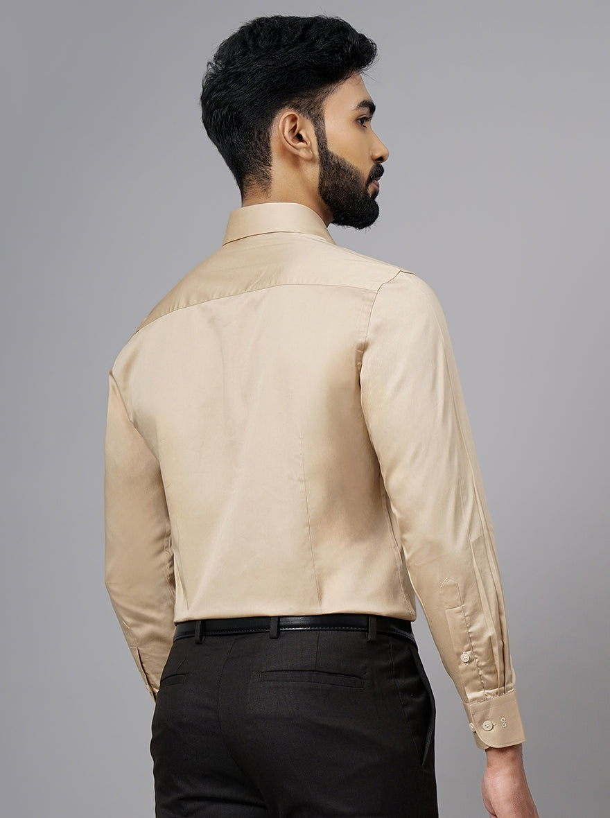 Fawn Solid Slim Fit Formal Shirt | Metal