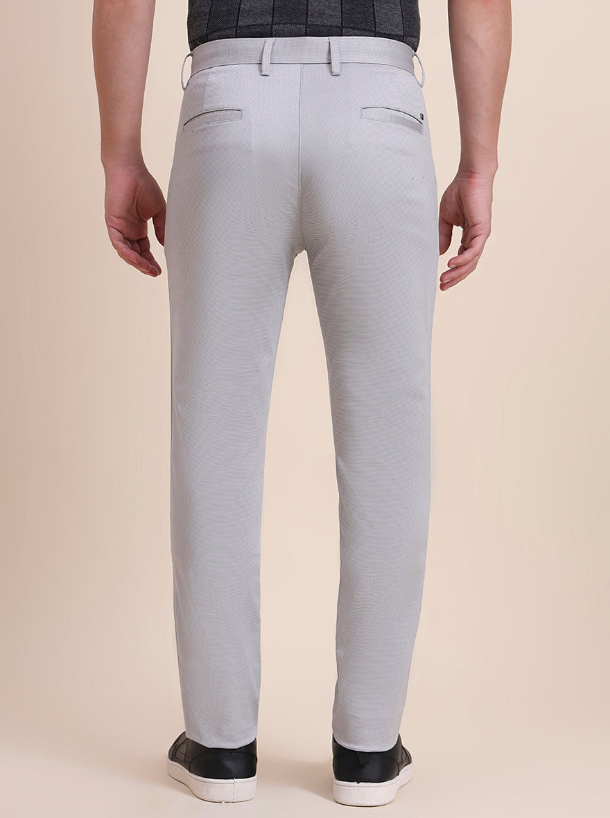 Light Grey Printed Uno Fit Casual Trouser | JadeBlue