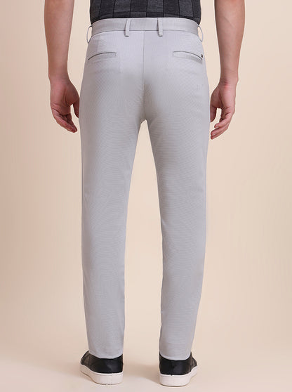 Light Grey Printed Uno Fit Casual Trouser | JadeBlue
