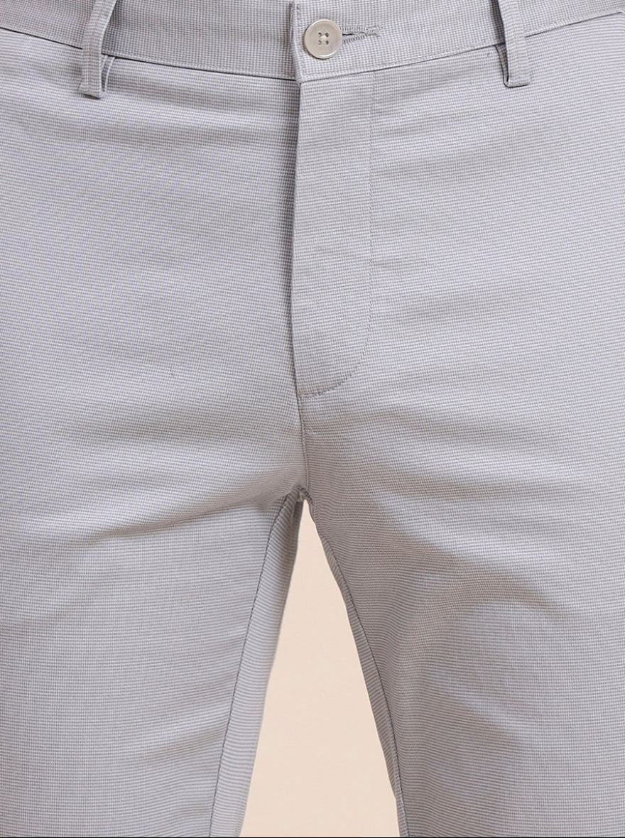 Light Grey Printed Uno Fit Casual Trouser | JadeBlue