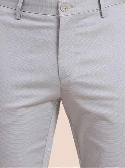 Light Grey Printed Uno Fit Casual Trouser | JadeBlue