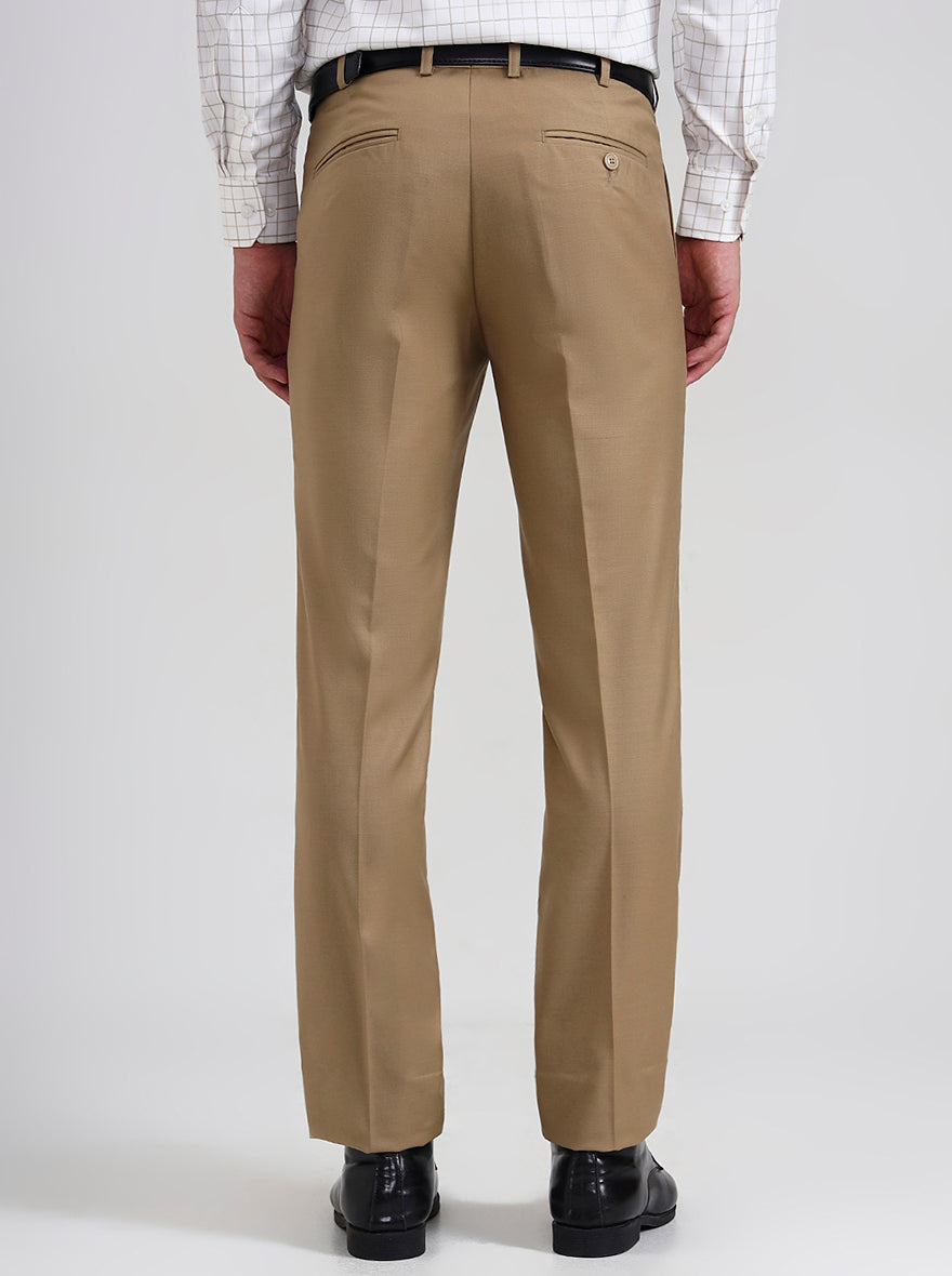 Fawn Solid Slim Fit Formal Trouser | Metal