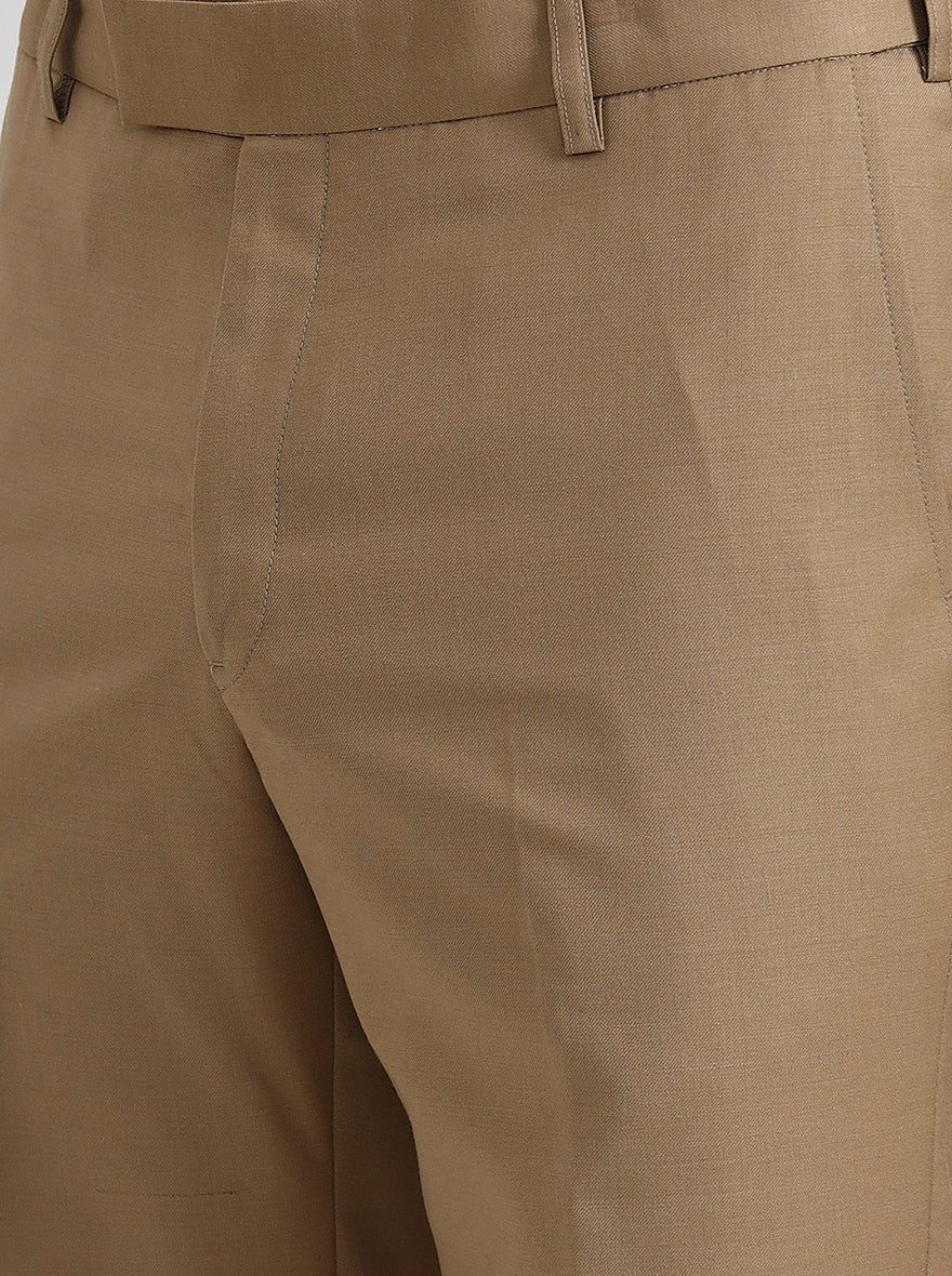 Fawn Solid Slim Fit Formal Trouser | Metal