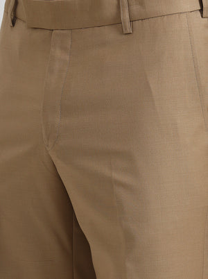 Fawn Solid Slim Fit Formal Trouser | Metal