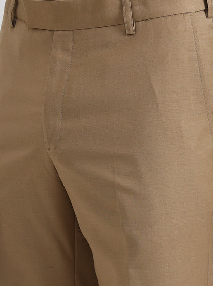 Fawn Solid Slim Fit Formal Trouser | Metal