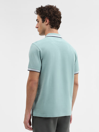 Mint Green Solid Slim Fit Polo T-Shirt | JadeBlue