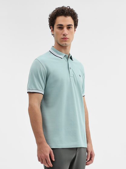 Mint Green Solid Slim Fit Polo T-Shirt | JadeBlue
