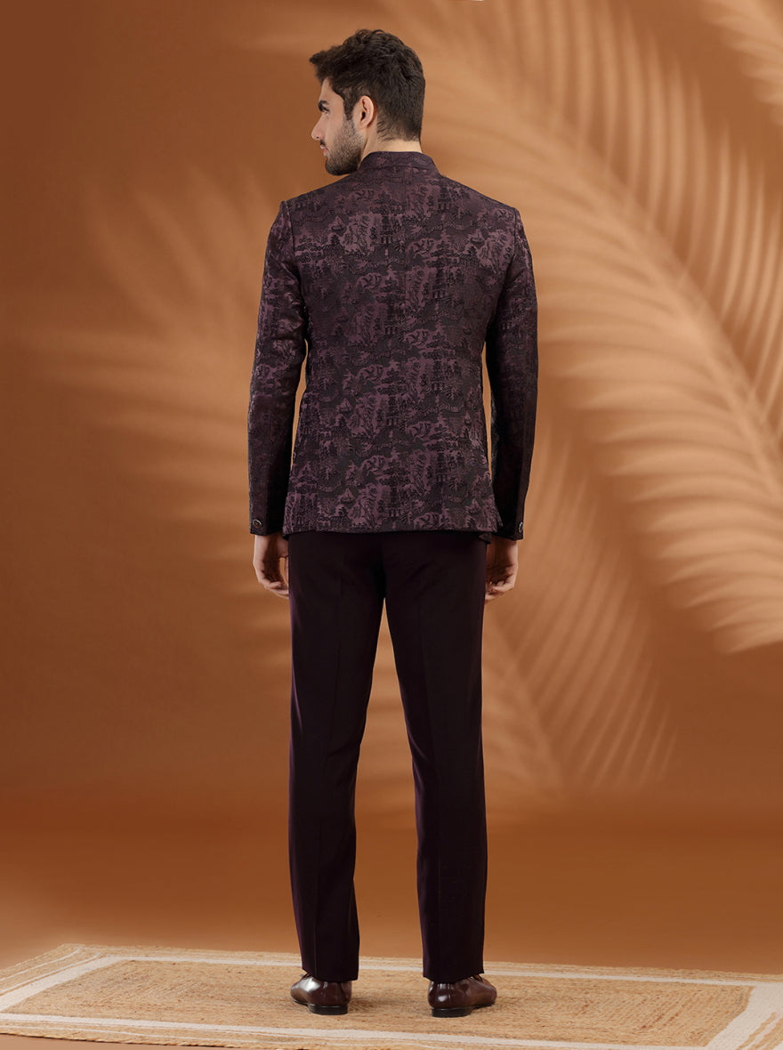 Charcol Black Self Textured  Jodhpuri Suit | JB X JB