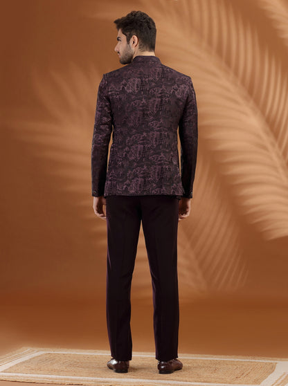 Charcol Black Self Textured  Jodhpuri Suit | JB X JB