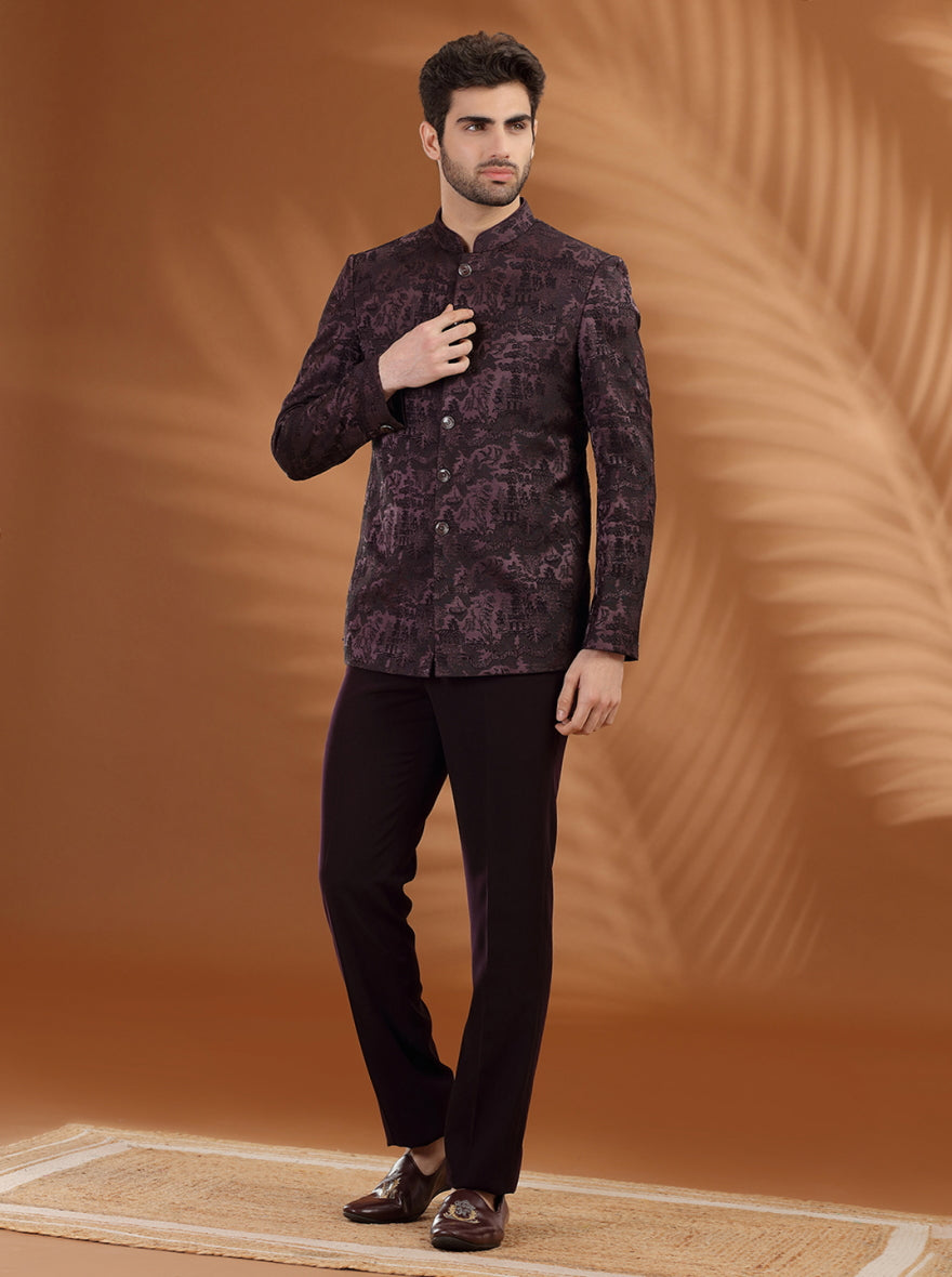 Charcol Black Self Textured  Jodhpuri Suit | JB X JB