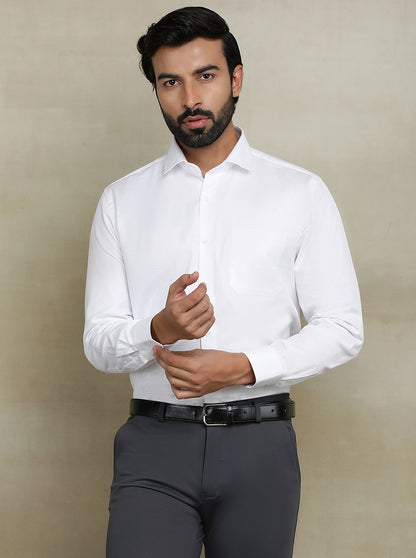 White Dobby Regular Fit Formal Shirt | JadeBlue