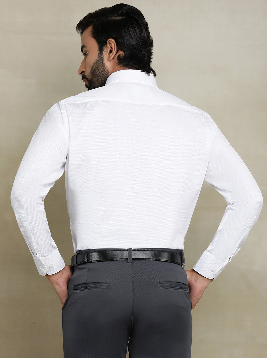 White Dobby Regular Fit Formal Shirt | JadeBlue