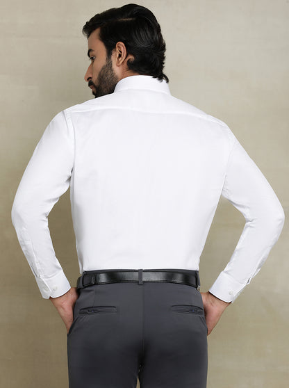 White Dobby Regular Fit Formal Shirt | JadeBlue
