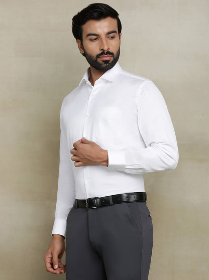 White Dobby Regular Fit Formal Shirt | JadeBlue