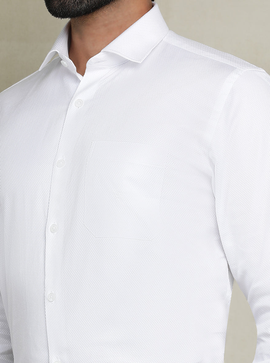 White Dobby Regular Fit Formal Shirt | JadeBlue