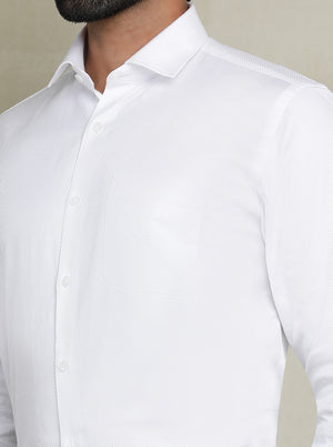 White Dobby Regular Fit Formal Shirt | JadeBlue