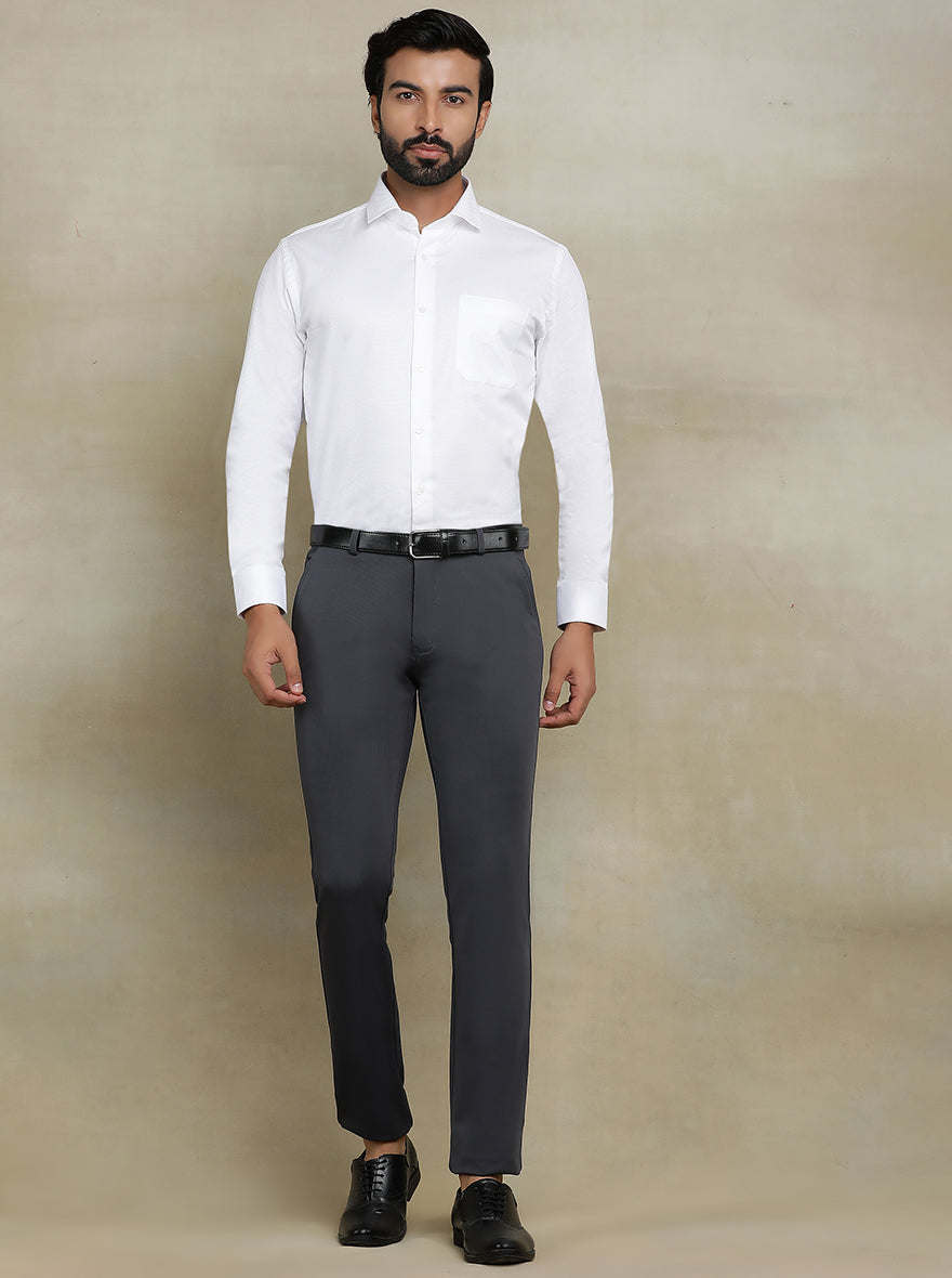 White Dobby Regular Fit Formal Shirt | JadeBlue
