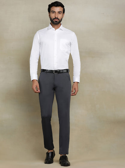 White Dobby Regular Fit Formal Shirt | JadeBlue