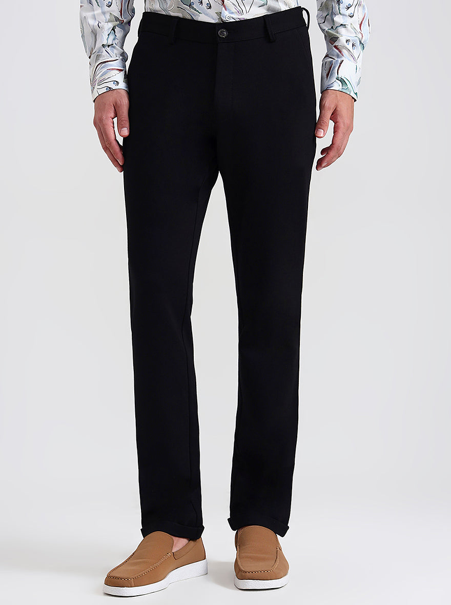 Black Solid Slim Fit Club Wear Trouser | JB Studio